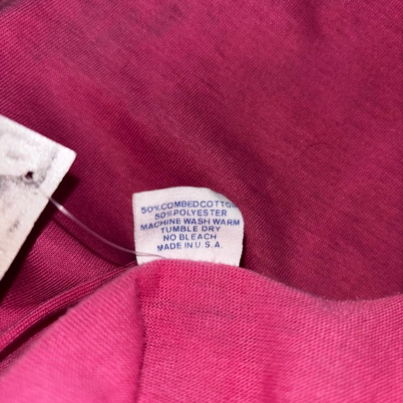 Vintage 80s Lourson Pink Elvis Graceland Fringed Tee Shirt Top Size L - Picture 5 of 6